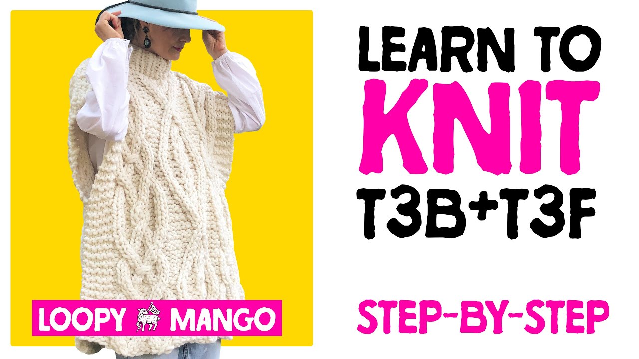 Learn how to knit the T3B and T3F cable stitches for beginners - Step by step tutorial
