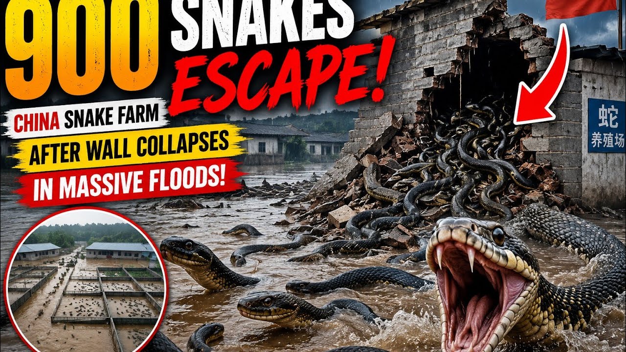 900 Snakes Escape in China Snake Farm After Wall Collapses in Massive Floods!