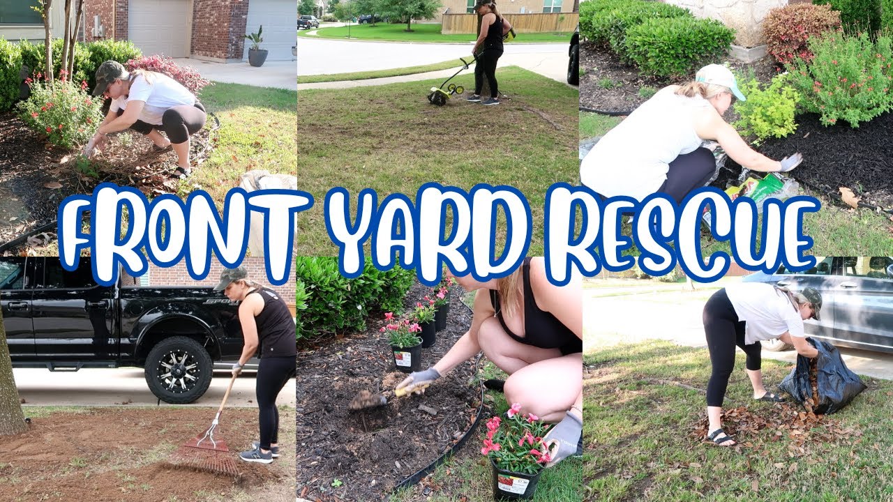FRONT YARD RESCUE🌼😍 || REFRESHING OUR NEGLETED FRONT FLOWER BED AND YARD!