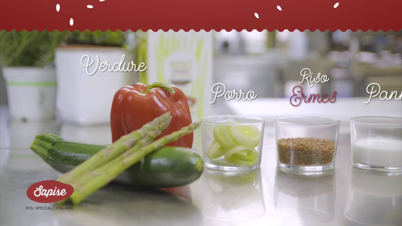 Riso rosso Ermes con verdure, asparagi e zabaione salato