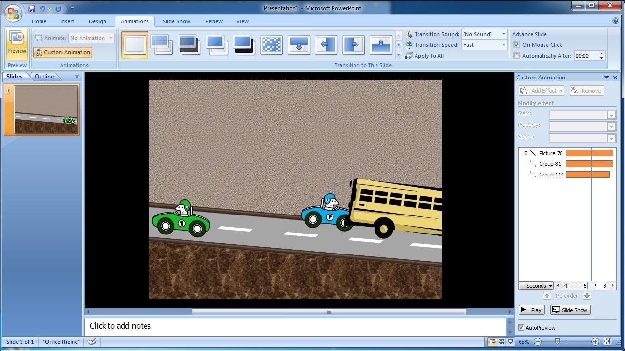 Powerpoint training |How to Create Custom Animations of Cars and Buses in PowerPoint