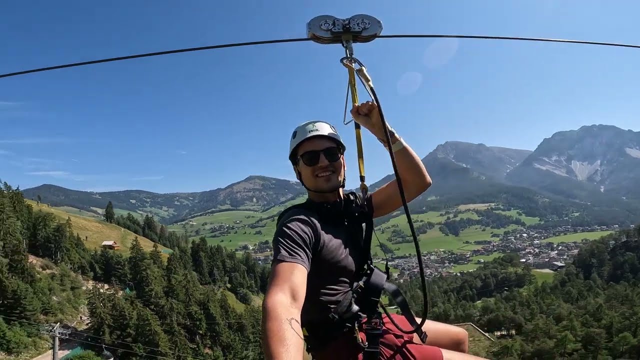 Amazing Flight at Europe Longest Zipline - Adrenaline X-Treme Adventures at Marebbe (BZ) - 4K