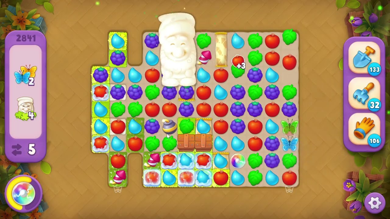 Gardenscapes 2841 Super Hard Level - 15 moves - NO BooSTERS