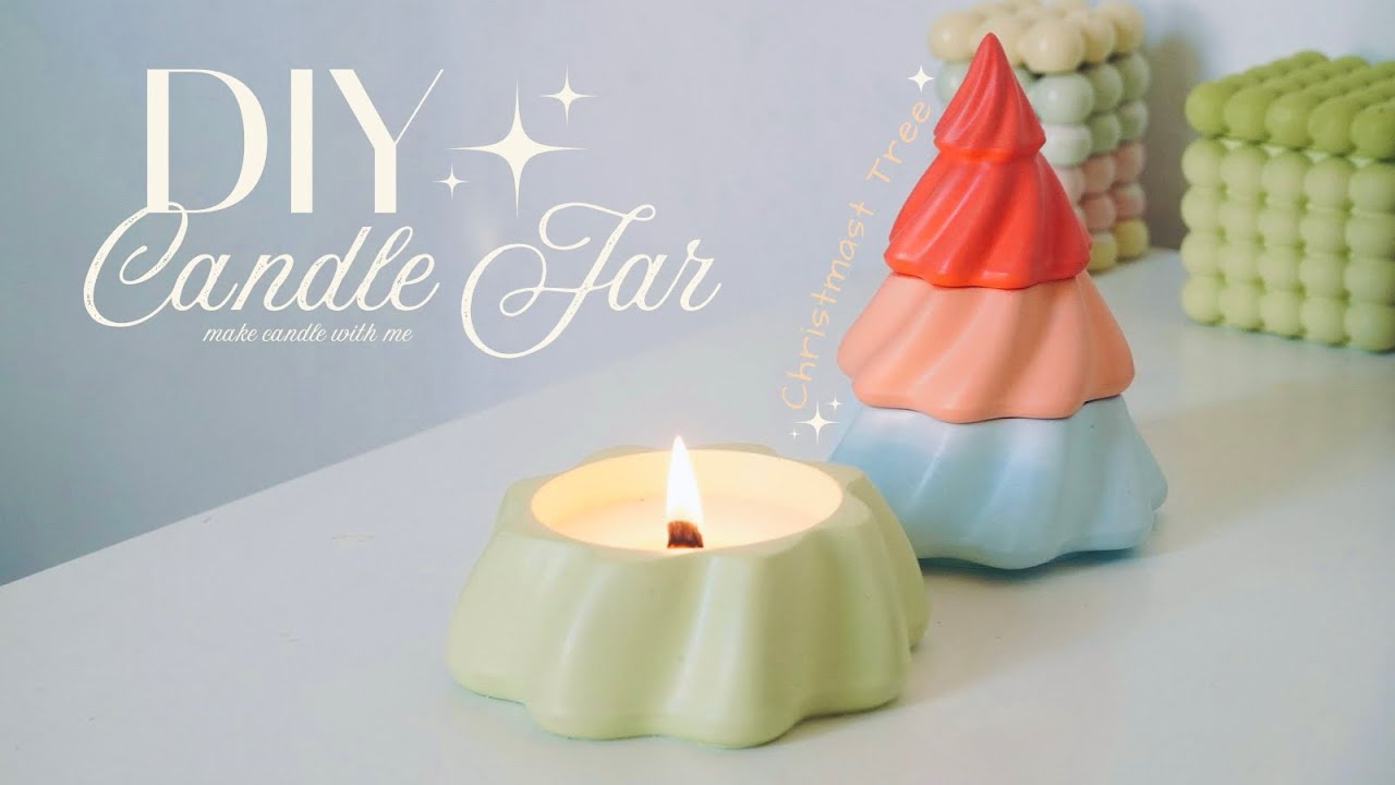 #1 [DIY] Making Christmas Tree Candle Jar From Jesmonite | Christmas Gift DIY Idea