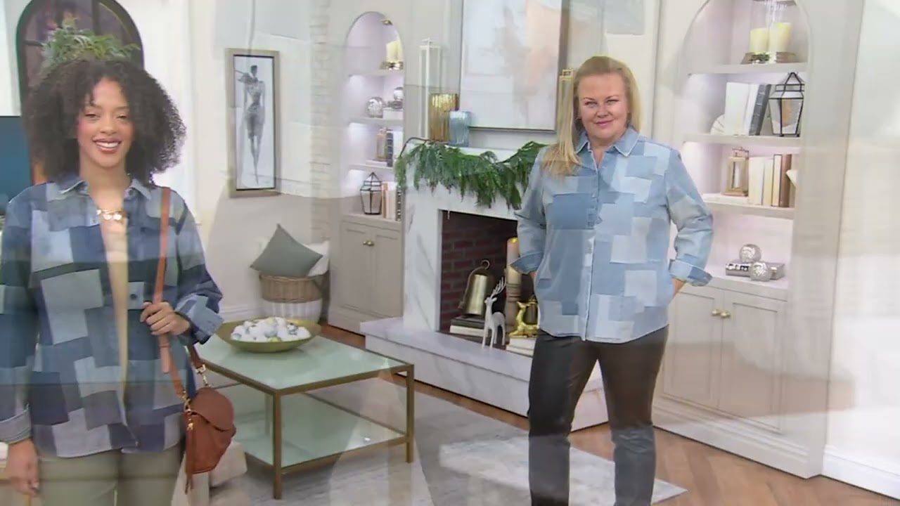 Joan Rivers Cotton Denim Patchwork Shirt Jacket on QVC