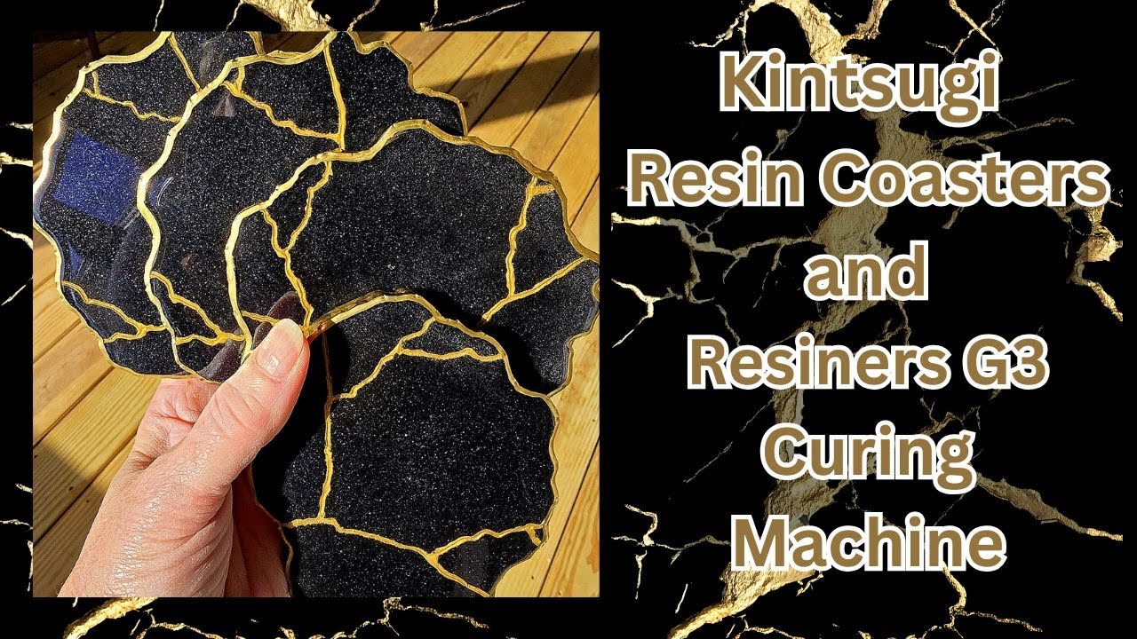 Kintsugi-Inspired Black & Gold Resin Coasters Tutorial | Resiners Curing Machine