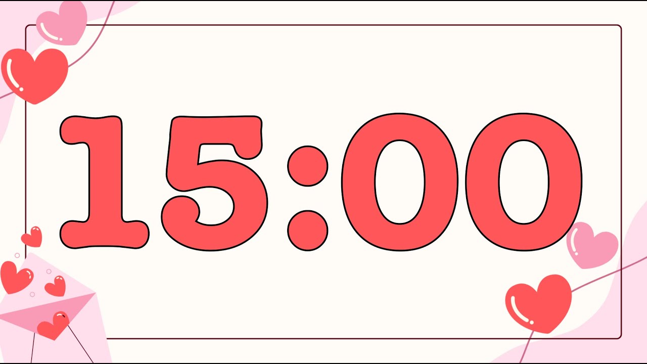 15 Minute Valentine's Day Letter Timer (Fun Bells Alarm at End, No Music)