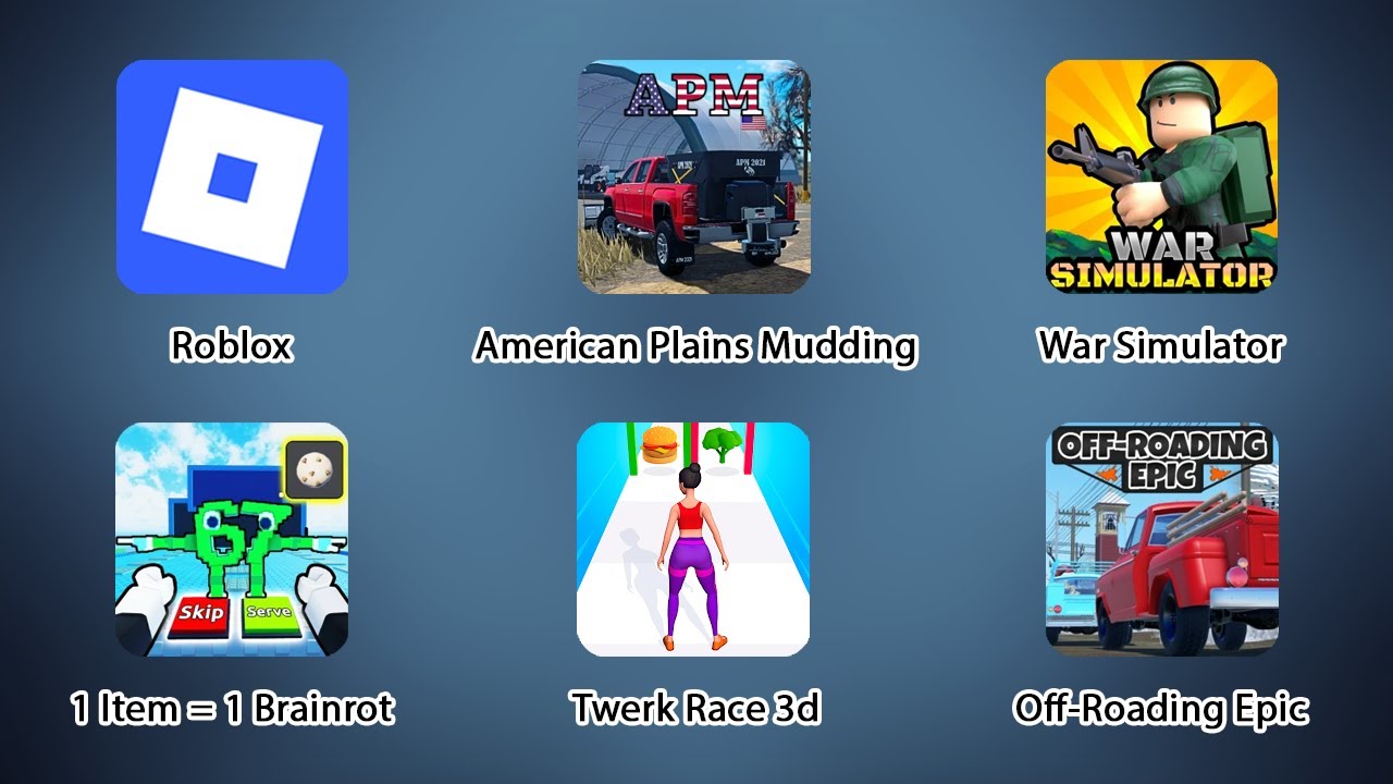 1 Item = 1 Brainrot, Twerk Race 3d, Off-Roading Epic, American Plains Mudding, War Simulator #roblox