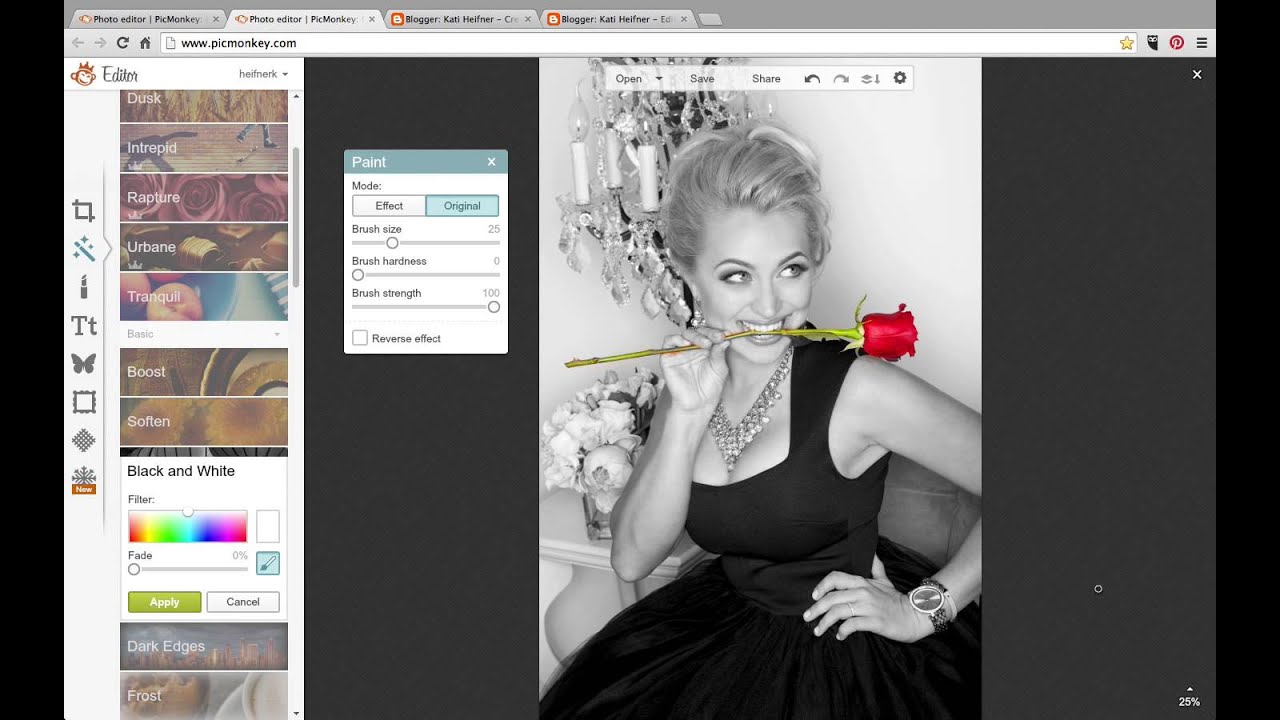 PicMonkey Tutorial: Selective Color on Black and white