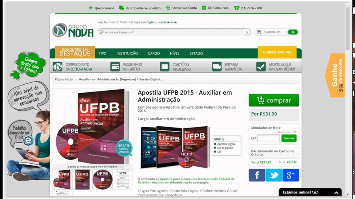 Apostila do Concurso UFPB 2016 - Auxiliar em Administra&ccedil;&atilde;o