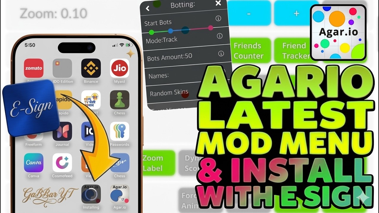 Agario Latest Mod Menu | Full E-SIGN Tutorial For IOS 2026 &ldquo;NO PC&rdquo; Install Any IPA (Agar.io Mobile)