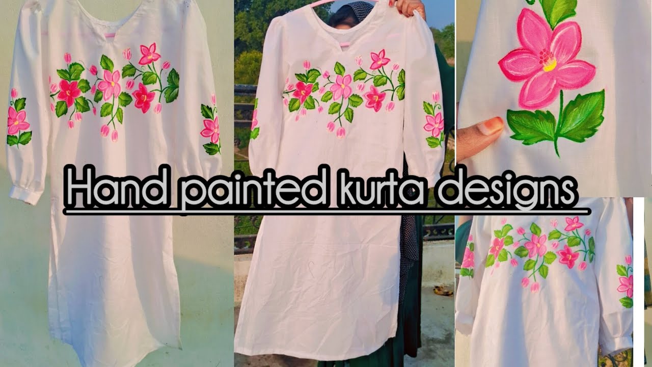 Most viral hand painted kurta designs ✨️ fabric painting ✨️kurta designs ✨️ kurta fabric 🎨 