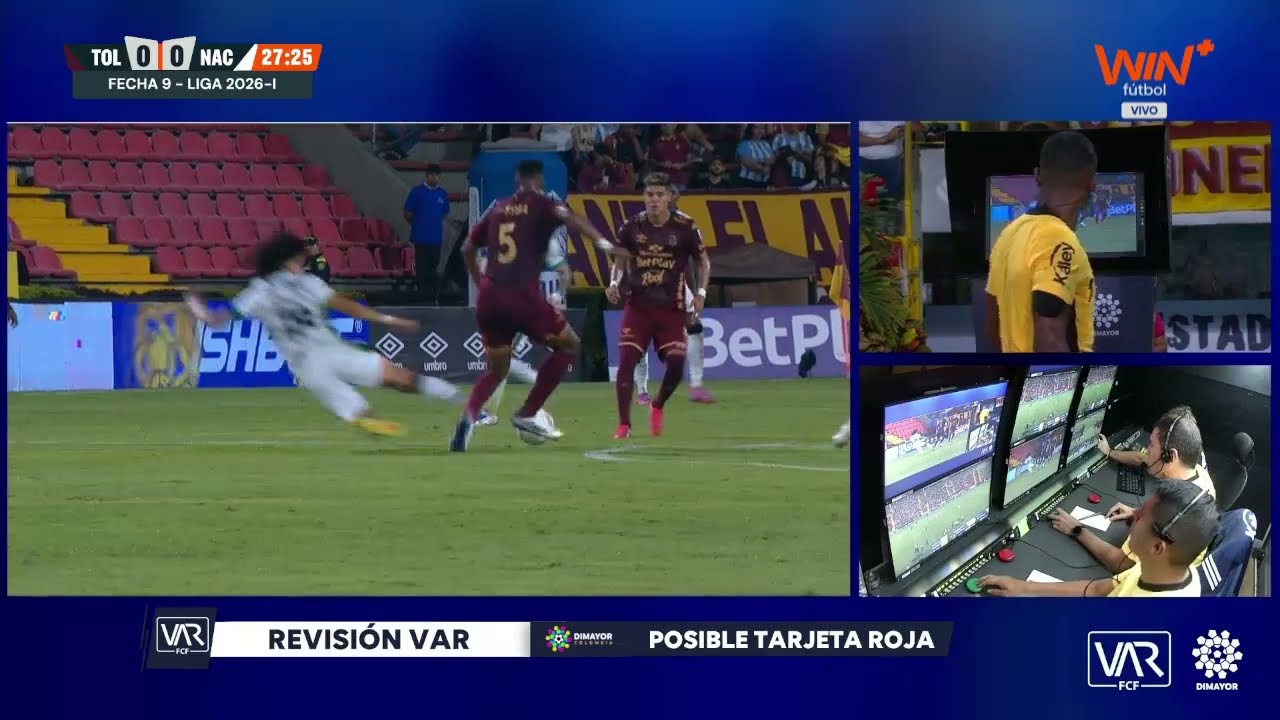 🟥 ¡EDUARD BELLO EXPULSADO EN NACIONAL TRAS EL LLAMADO DEL VAR ANTE TOLIMA! #LALIGAxWIN 🐷⚽🟢