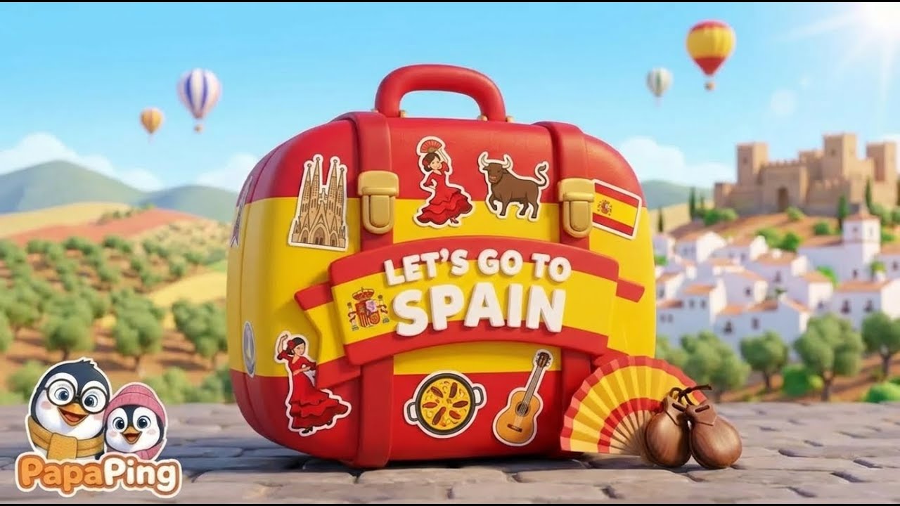 🧳✨🇪🇸 Let's Go to Spain! | The Red Suitcase Song | Churros, Flamenco & Paella 🥘💃 | papaping |