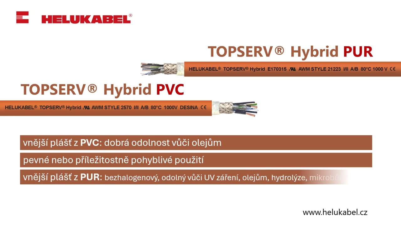 TOPSERV® Hybrid PVC & TOPSERV® Hybrid PUR - hybridní kabely pro snímače, motory a servopohony