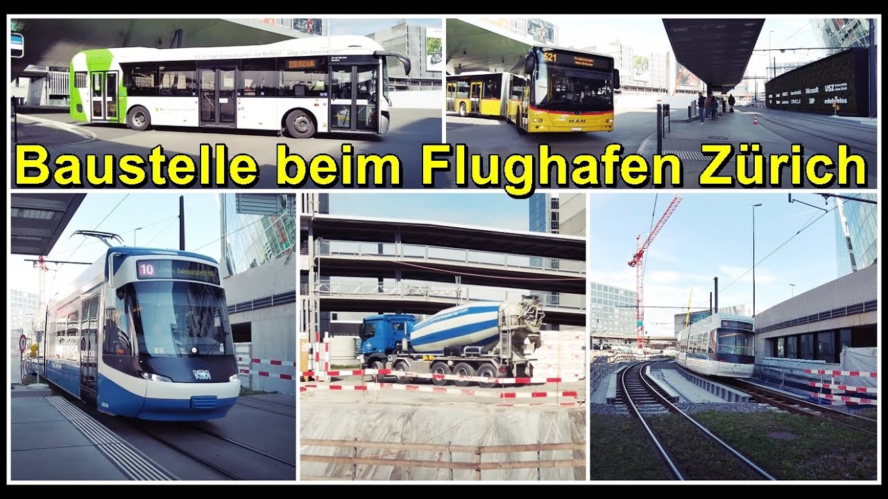 Baustelle beim grösster Busbahnhof der Schweiz, Flughafen Zürich, Schweiz 2022