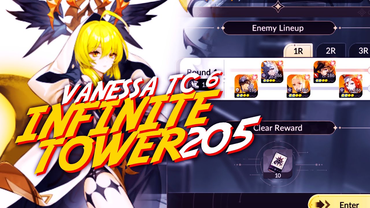 Infinite Tower Floor 205 Clear | TC6 Vanessa (Half Anniv Selector) Carry | Seven Knights Rebirth