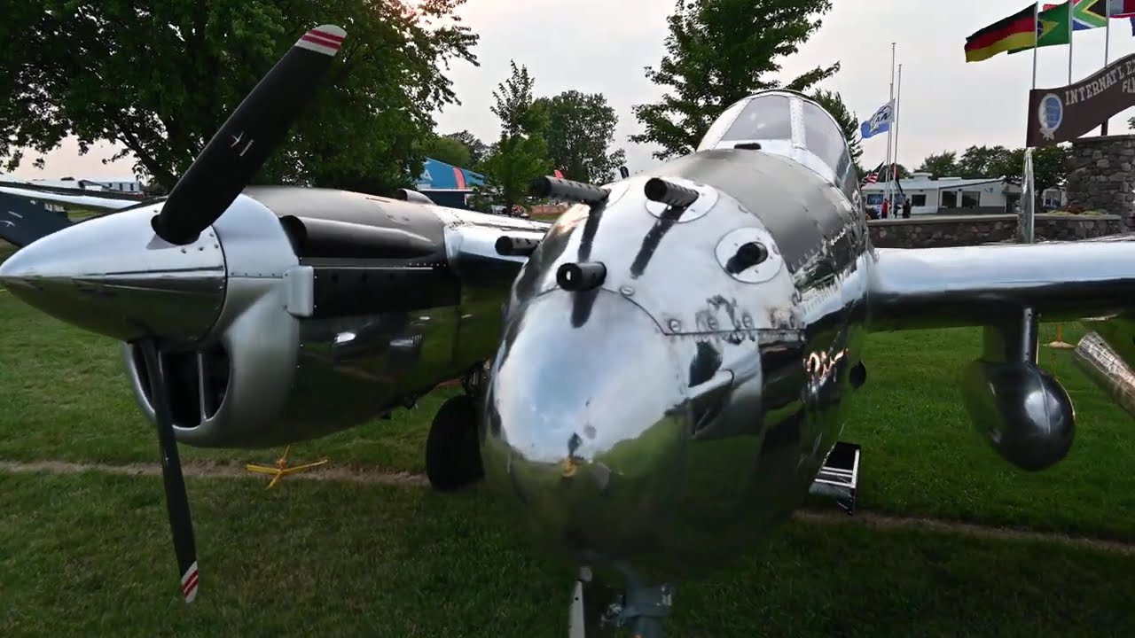 P-38 walkaround and B-29 flyover at #OSH24 Around the Grounds