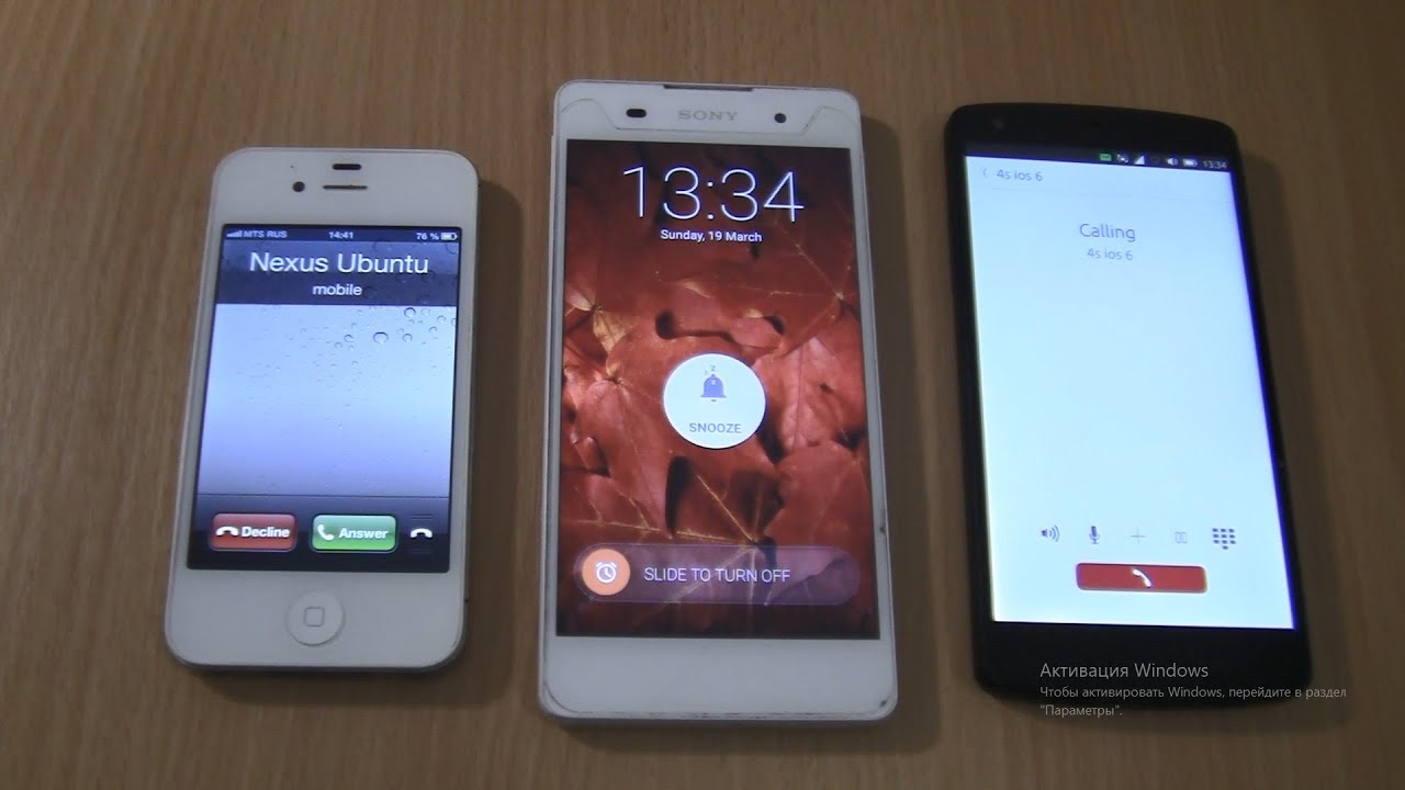 Incoming call & Outgoing call+Alarms at the Same Time Iphomne 4s ios 6+Nexus 5 Ubuntu+Sony Xperia E5