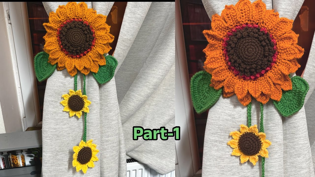 কুশিকাটার পর্দা বন্ধনী // Crochet Sunflower Curtain Holder // Kushikatar porda bondoni