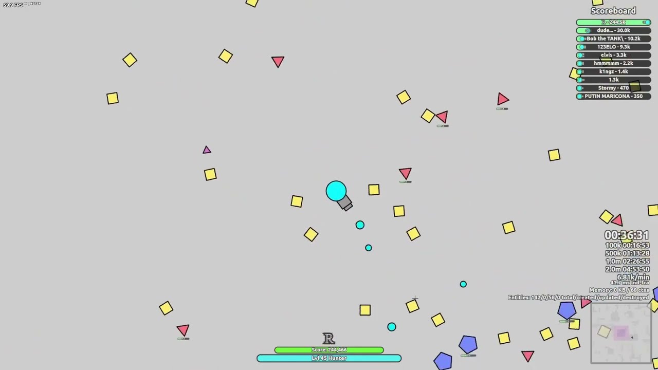 Diep.io | 280k trapper, 200k sniper & 267k hunter, got hunted a lot