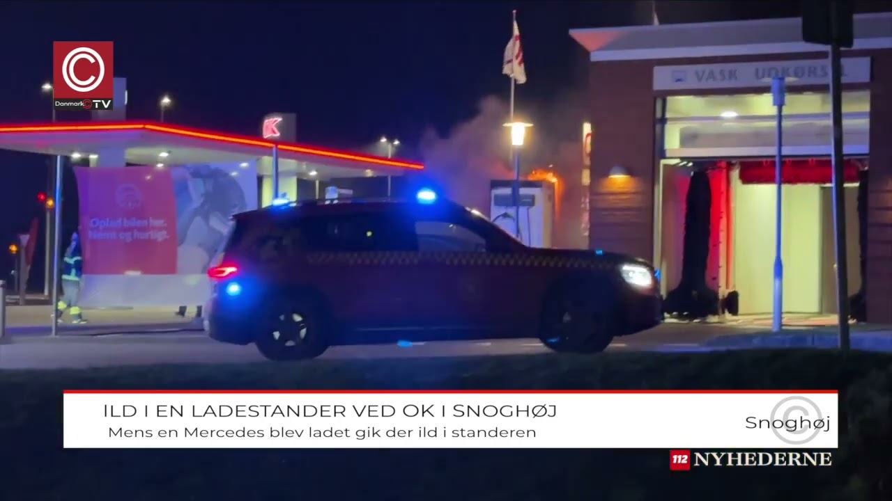 Ild i el-ladestander ved OK i Snoghøj