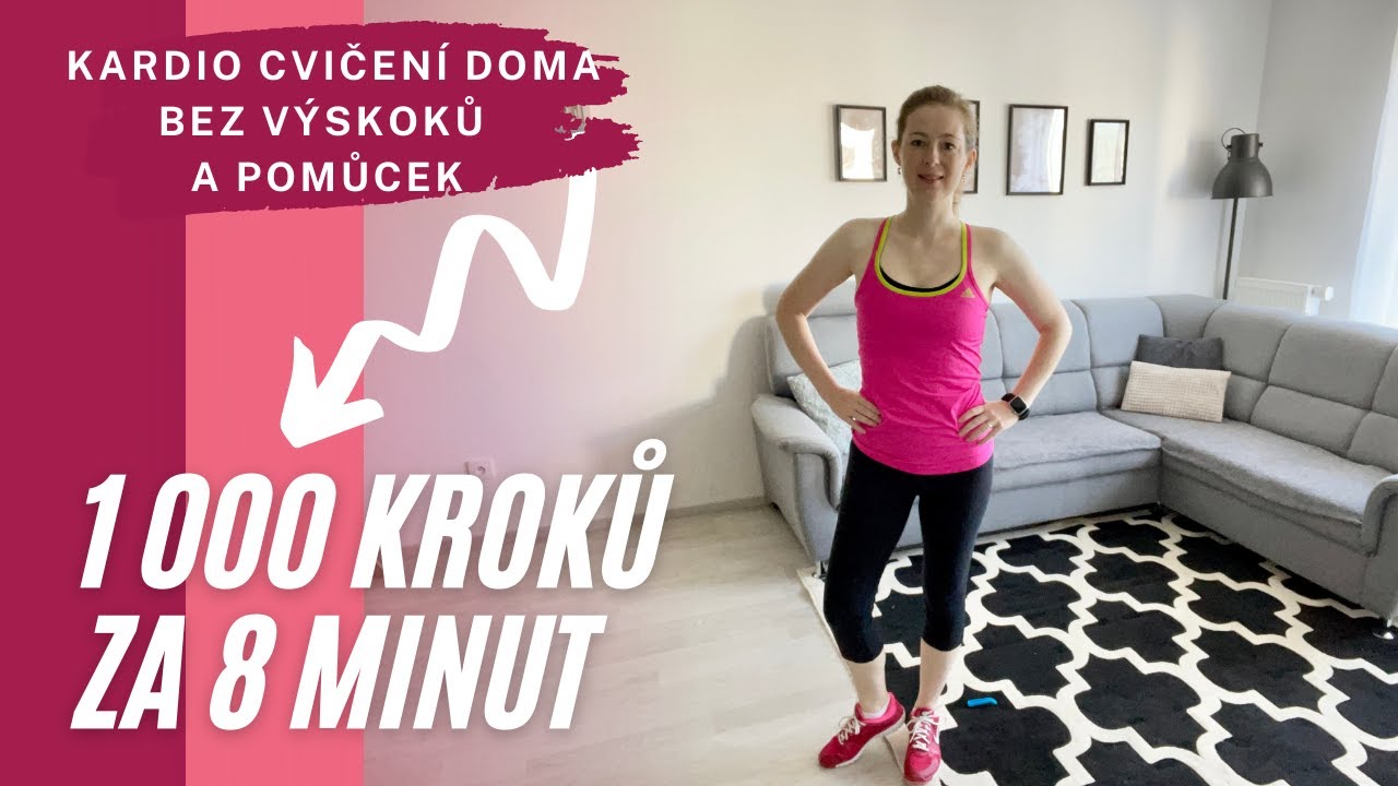 1 000 KROKŮ ZA 8 MINUT👟||CARDIO CVIČENÍ bez pomůcek a skákání🚶🏼‍♀️