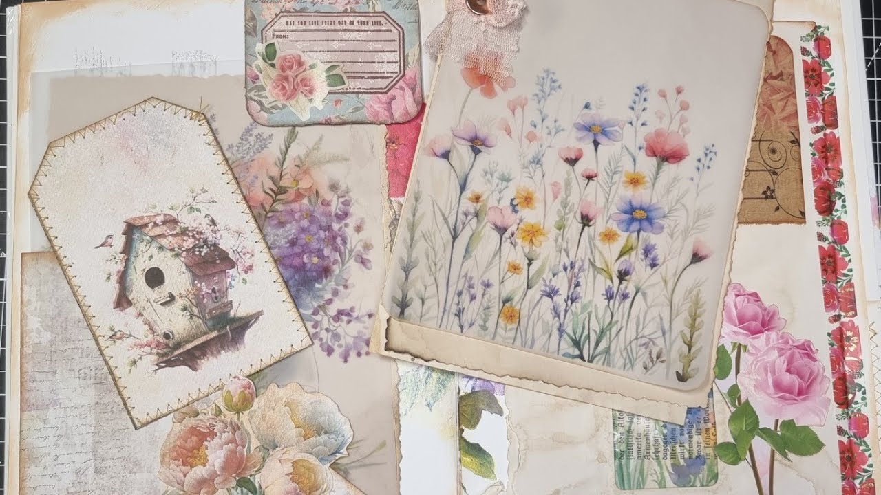 Altered Book Teil 2 - viele Taschen und Tags im schönen Blumenbuch - Junk Journal
