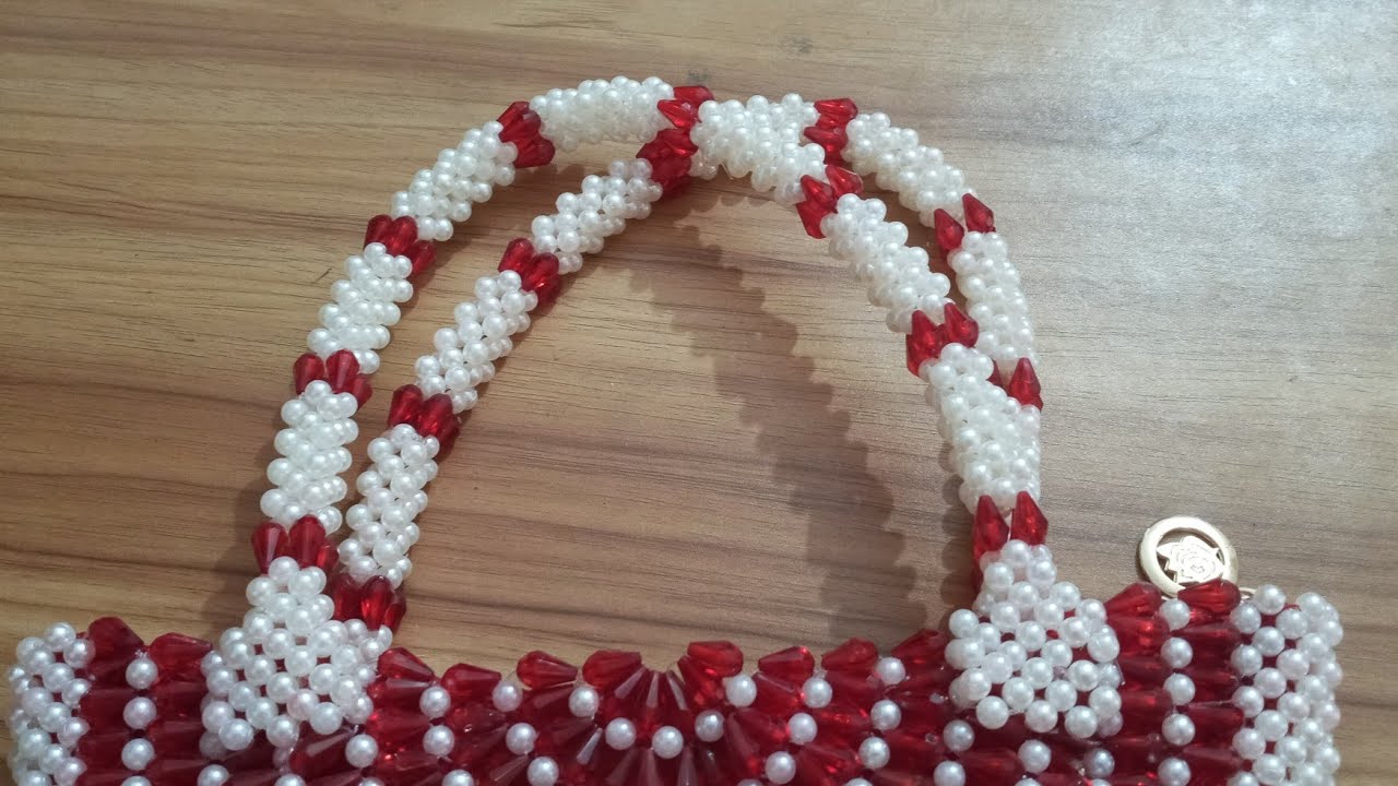 How to make handle for Beaded half moon bag | beaded handle | পুতি দিয়ে তৈরী  ব্যাগের হাতল |part 2