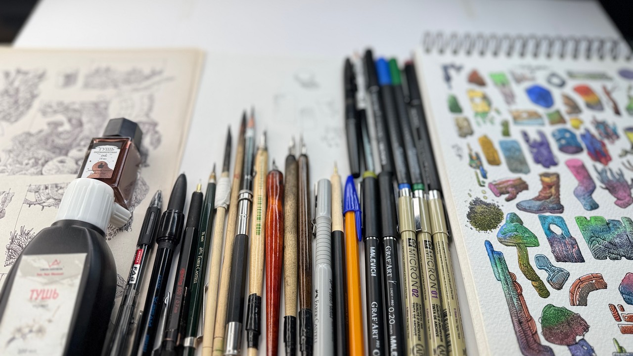 What to draw with | My materials | Pens | Ink | Paper