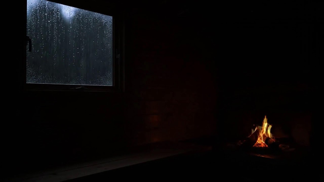 Gentle Rain on Window Sounds with Warm Fireplace Sounds for Relaxation
