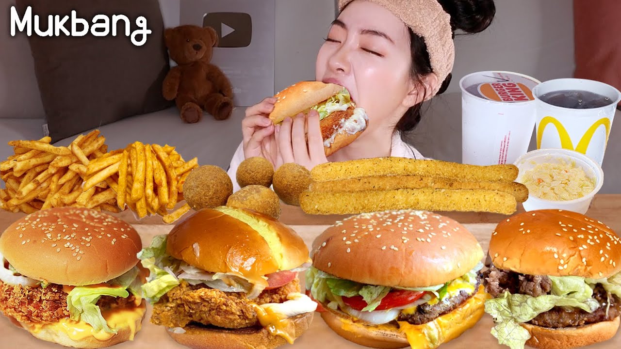 Макдональдс против Бургера Кинга против Корейского Бургера🍔ASMR MUKBANGㅣHamburger REAL MUKBANGㅣ