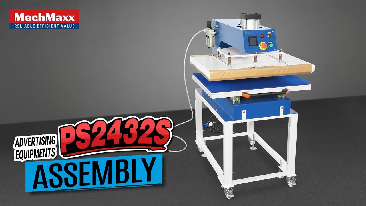 Mechmaxx 24x32 Inch Industrial Pneumatic Single Station Heat Press Slide Assembly Video