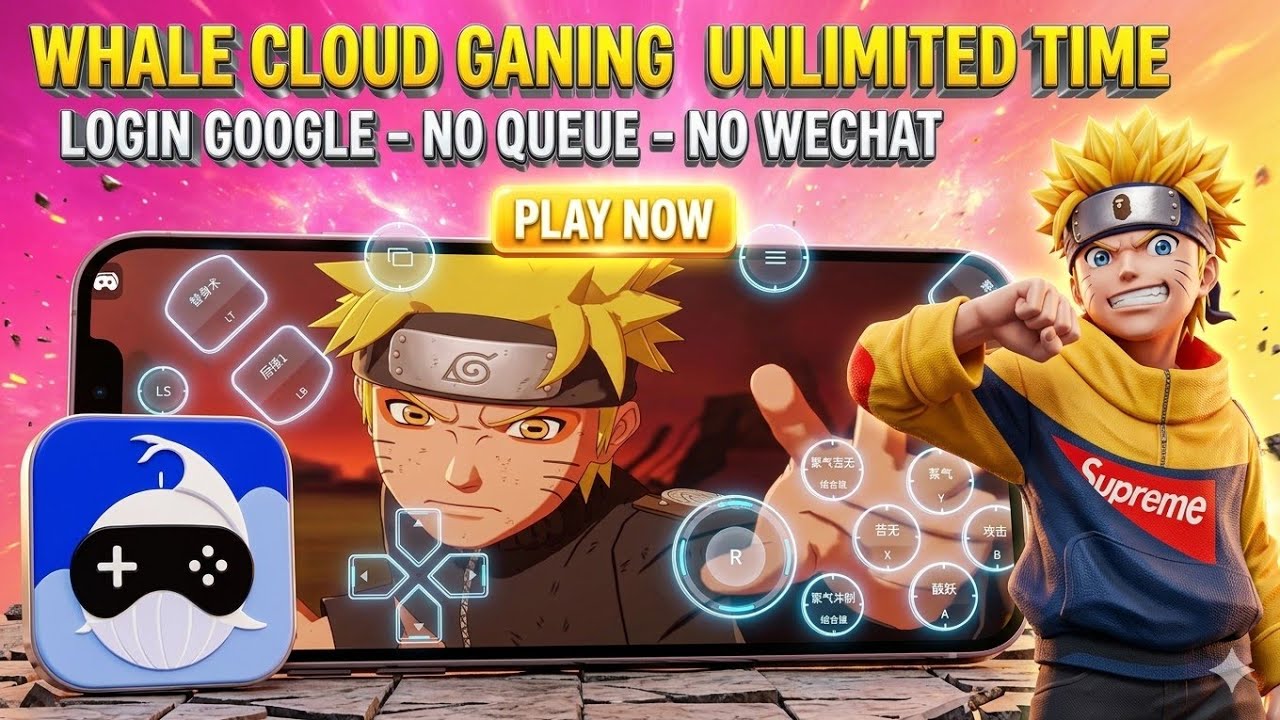 Whale Cloud Gaming Unlimited Time, Login Google, No Wechat, Best Cloud Gaming, App Unlimited Time