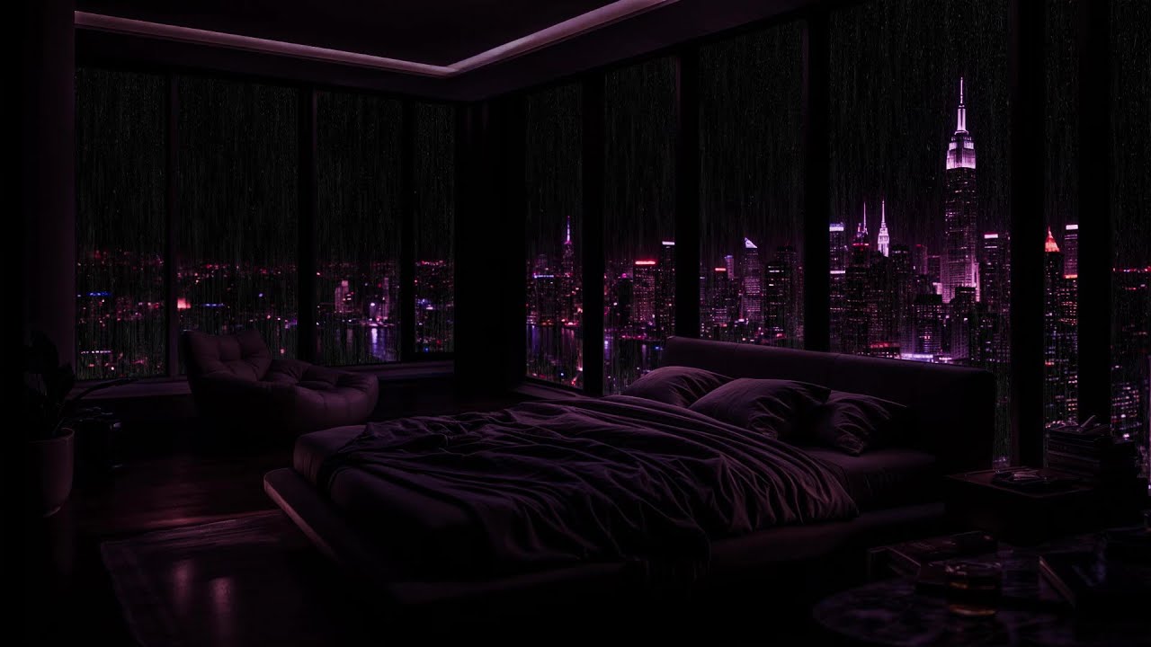 Midnight NYC Luxury Apartment 🌙 | Cozy Rainy Bedroom Ambience for Sleep & Relaxation