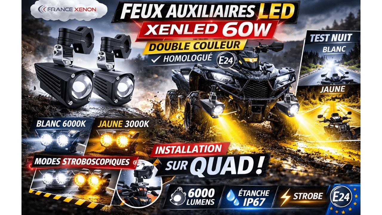 Test & Montage : Feux LED XENLED Moto 60W 6000lm – Double Couleur + Modes Stroboscopiques