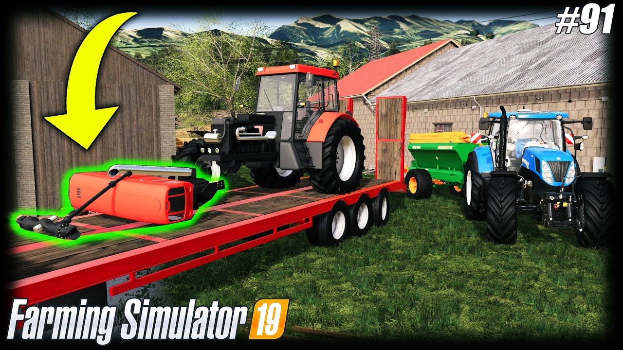 ㋡ POSTĘPOWY ROLNIK  ▶ＦＳ １９◀ Transport rozwalonego ciągnika, urwane koło, połamane elementy