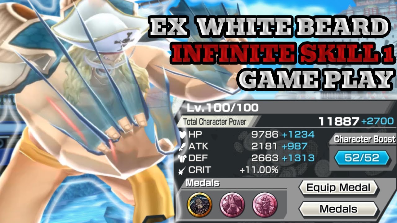 FULL BOOST EX WHITE BEARD INFINITE SKILL1 GAME PLAY  - OPBR - 3부 초패 흰수염 무한 1스킬 게임플레이 - 원바러