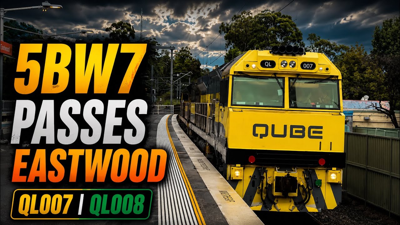 Qube 5BW7 Brisbane to Port Kembla Steel Train at Eastwood 🚆 | Interstate Freight Action