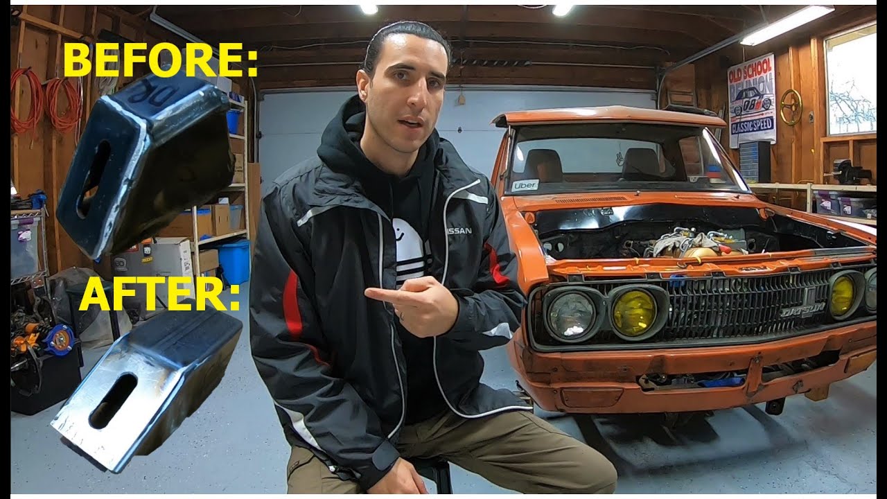 Datsun 620 SR20 - Building motor mounts/Driveline Angles - 240SX front subframe swap [Part - 2]