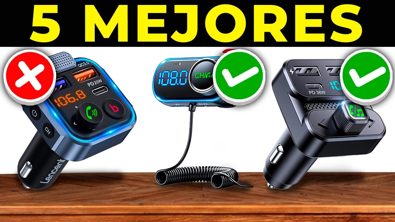 😮 Los 5 MEJORES TRANSMISORES FM Con BLUETOOTH Para COCHES 2025 | ADAPTADORES BLUETOOTH