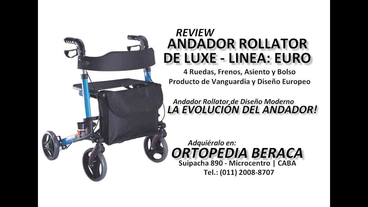 Andador Ortopedico Rollator Plegable 4 Ruedas Asiento Bolso De Lujo