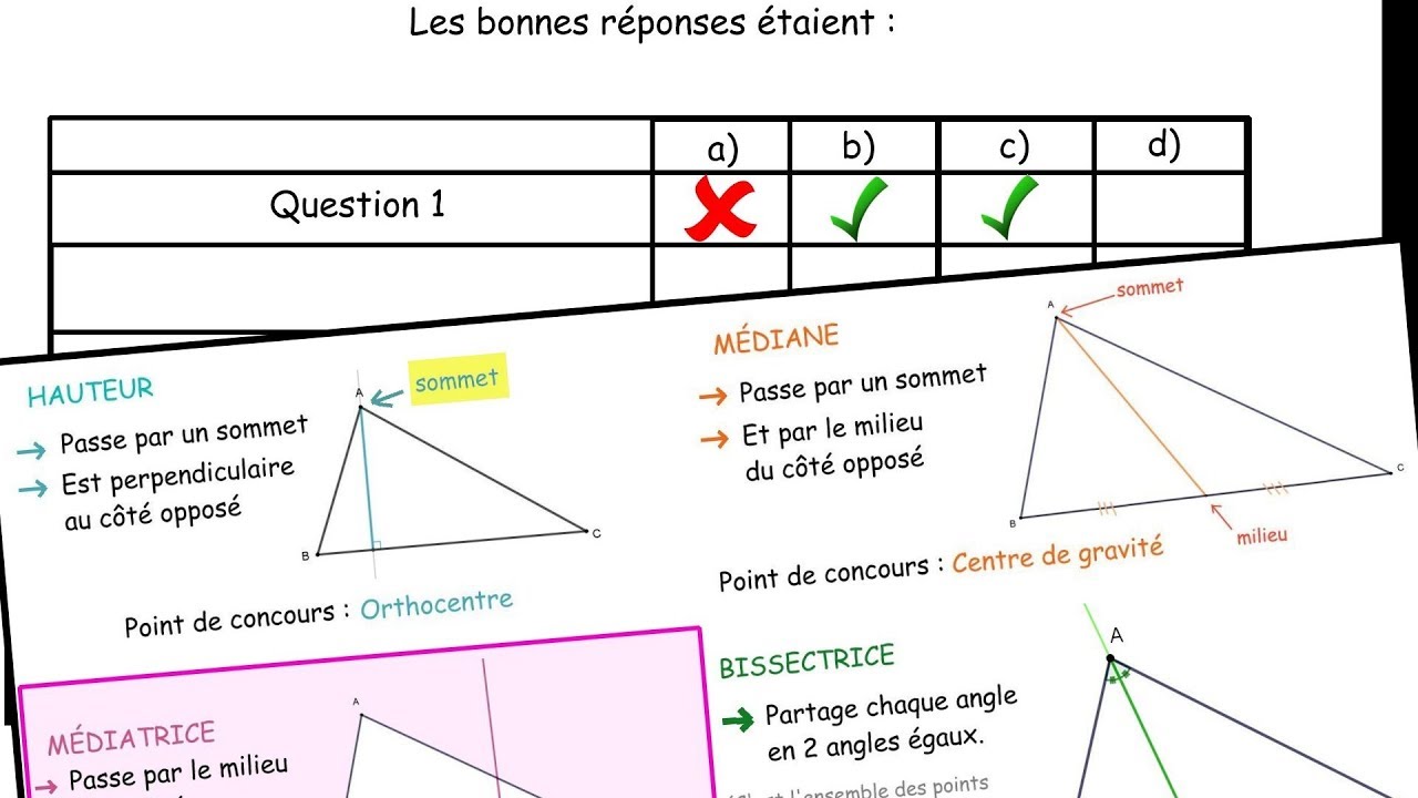 Les droites particulières du triangle - Quiz en 5 questions