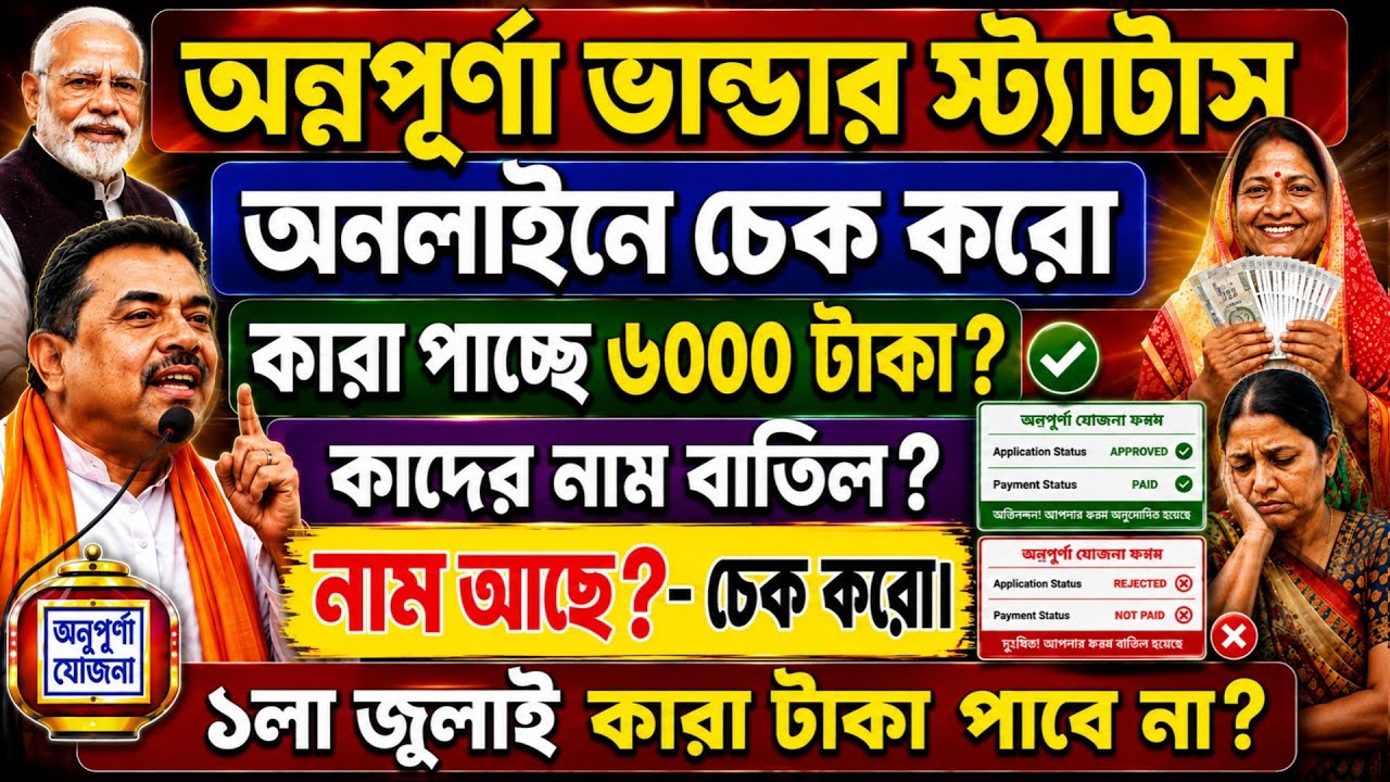 Annapurna Bhandar স্ট্যাটাসের সুখবর:Annapurna Bhandar Payment? Annapurna Yojana Online Status Check