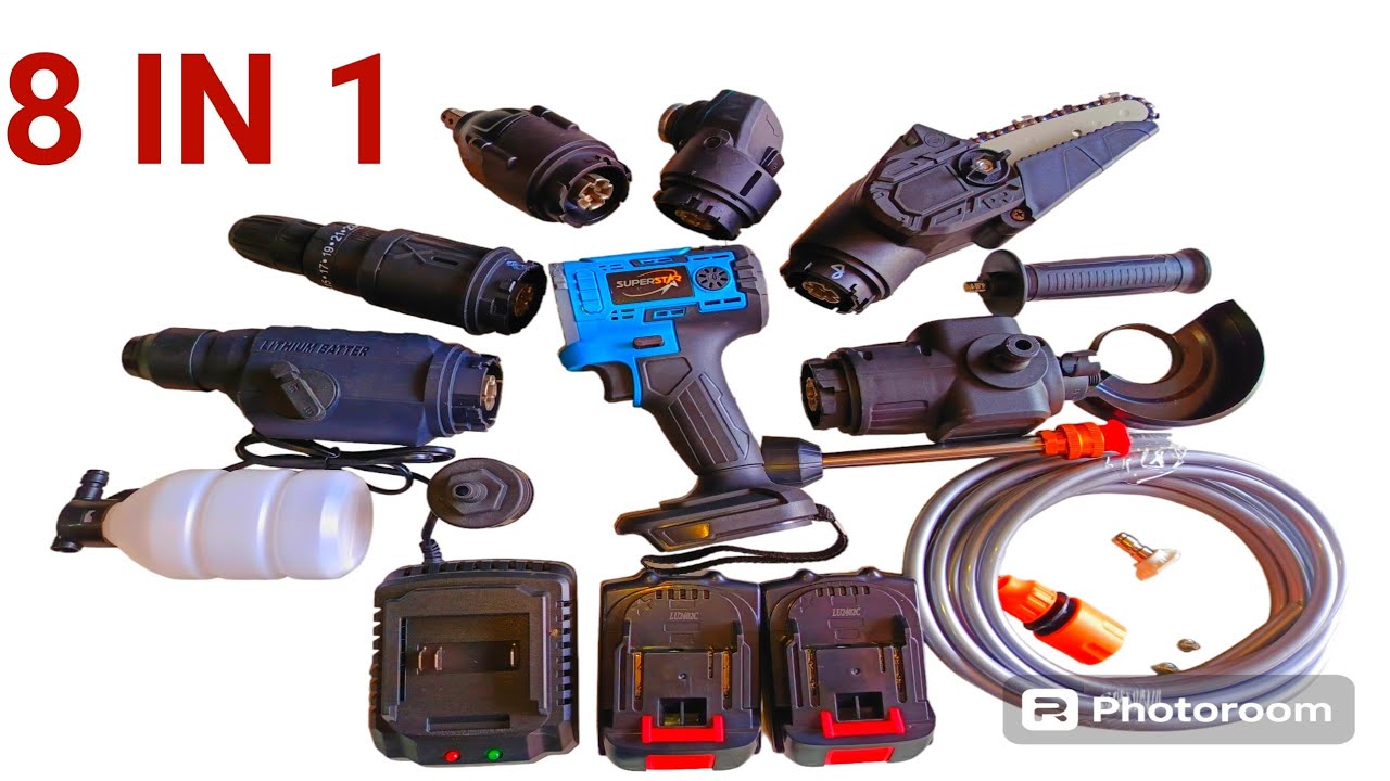 8 IN Cordless Multi Head Power Tool || Rotary Hammer Drill Driver Angle Grinder & More