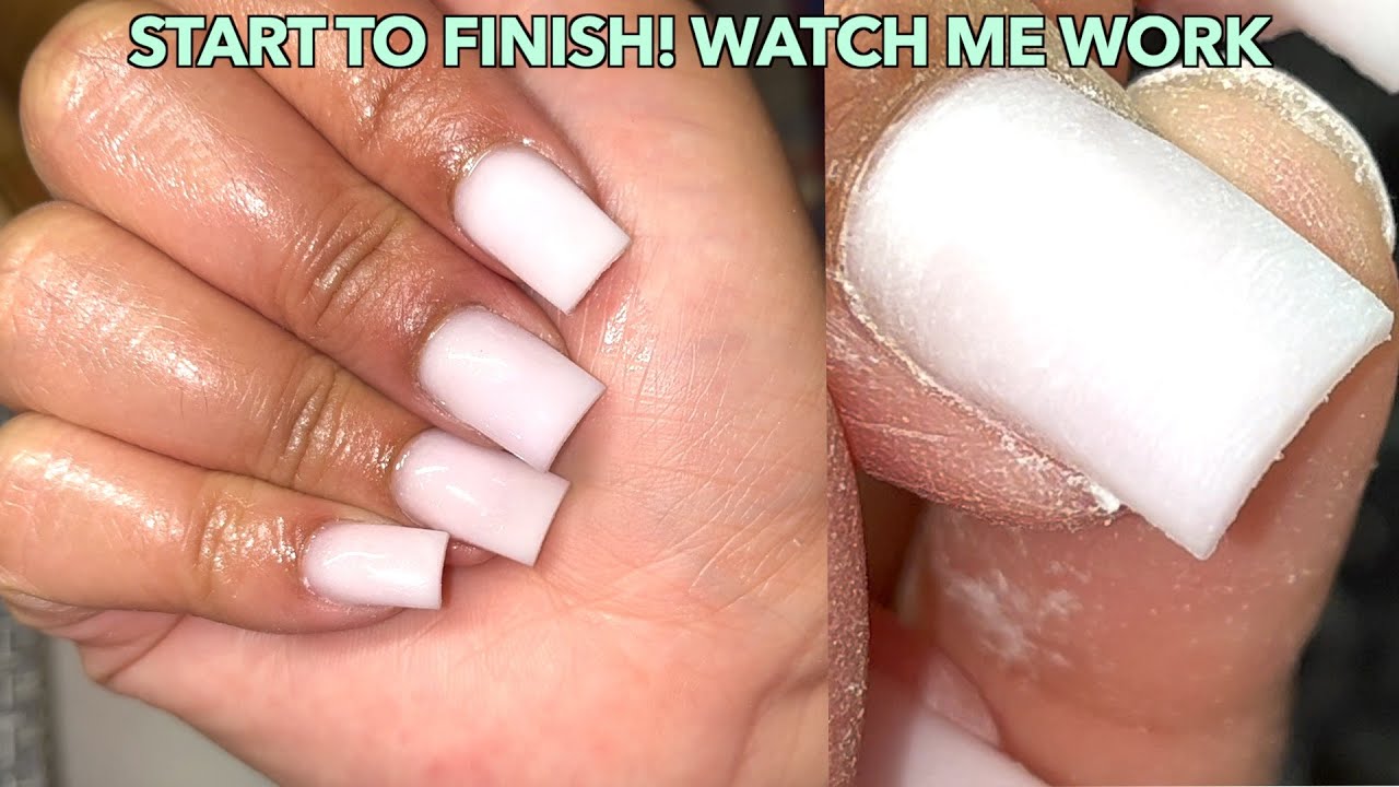 PLAIN WHITE ACRYLIC NAILS! FULL PROCESS ACRYLIC NAILS