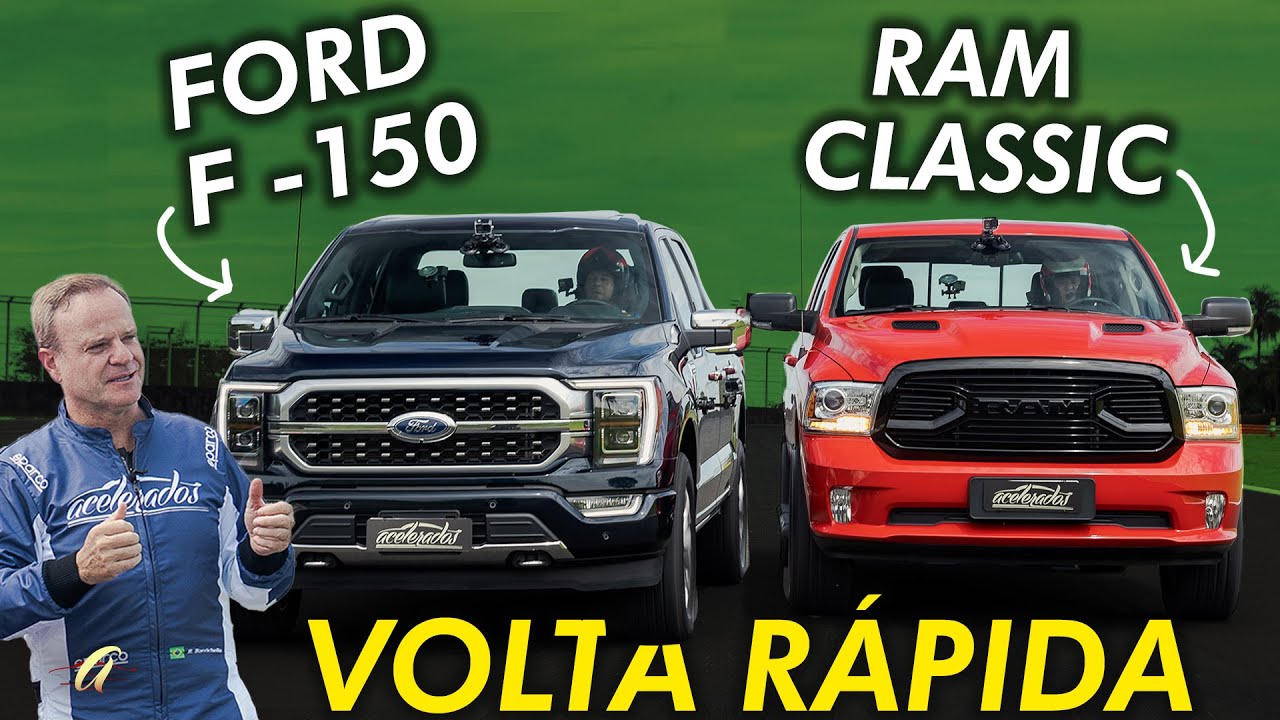PICAPES MONSTRAS NA VOLTA RÁPIDA! Ford F-150 de 405 cv encara RAM Classic na pista