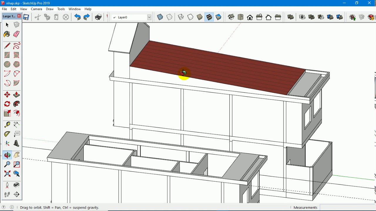 Thực hành vẽ SketchUP Bài 12-7: Hướng dẫn vẽ mái nhà trong SketchUP