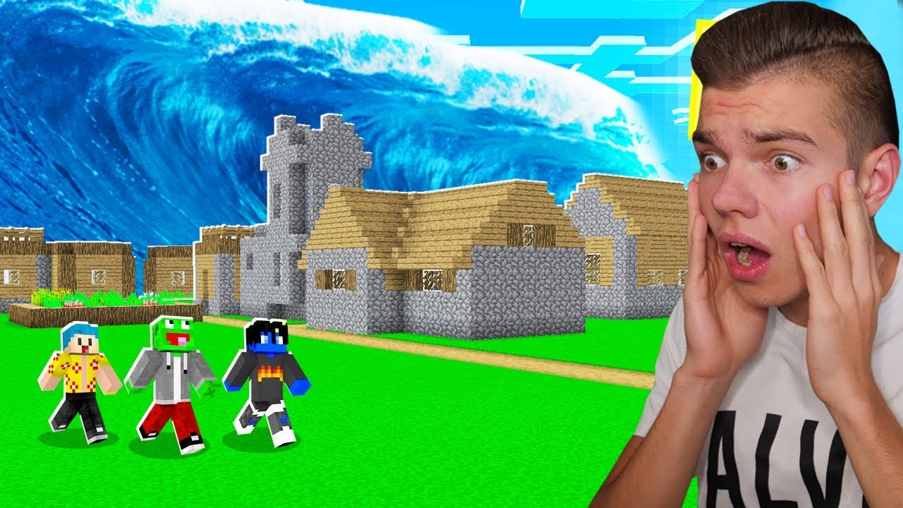 WIOSKA VS OGROMNE TSUNAMI CHALLENGE w Minecraft!
