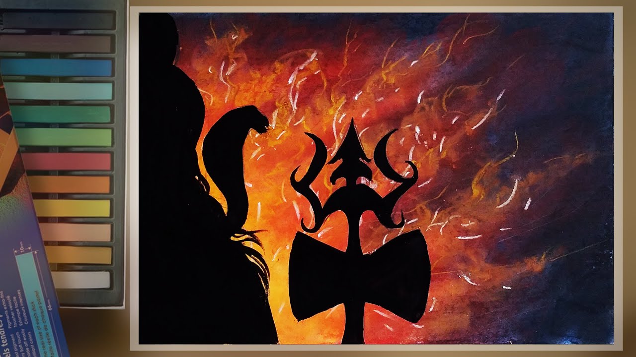 Shadow shiv drawing with soft pastel | how to draw lord shiva drawing for kids step by step
